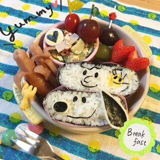 ☆簡単☆キャラ弁☆スヌーピーな塩おにぎらず☆